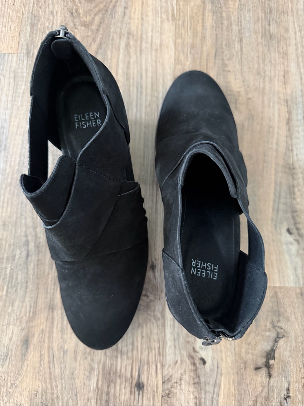 Eileen Fisher Black Suede Ankle Booties